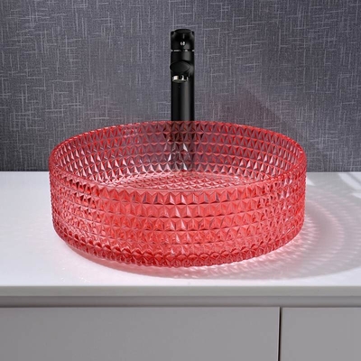 Crystal Glass Red Hand Wash-het Schipgootstenen van de Bassinbadkamers