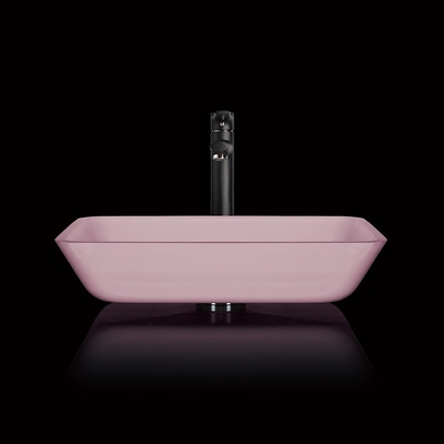 Het roze Badkamerscountertop Matte Zuur van het Bassins Rechthoekige Aangemaakte Glas