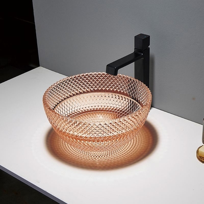 Rond Modieus het Bassintoilet Crystal Amber Color No Hole Faucet van de Handwas