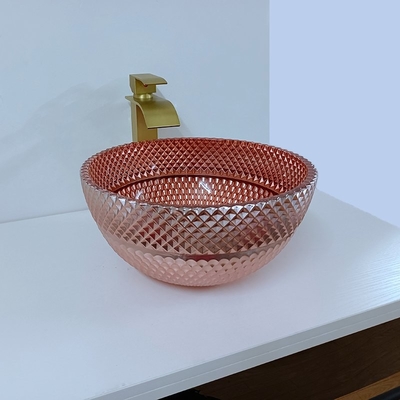 Shinningsglas Rose Gold Vessel Sink Square boven Gegalvaniseerde Teller