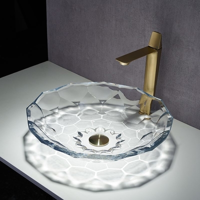 Van het de Wasbassin van het Shinningsglas van de de Vormbadkamers Transparant Gefacetteerd de Gootsteenbassin