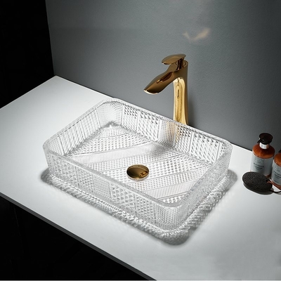 Rechthoekige Bovenkant van de het Bassinlijst van de Glaswas 12 Duim Crystal Clear