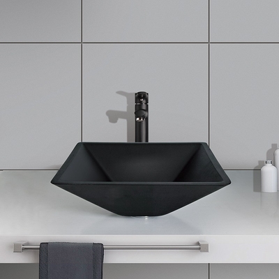 142mm Zure Matt Black Basin Square Funnel Vorm Aangemaakte Badkamers