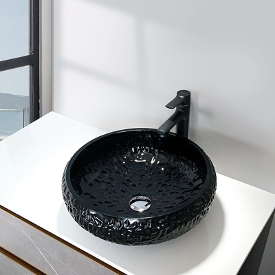 440mm het Schipgootsteen rond Gelakt Buitencrystal ball shape van de Hoogte Zwarte Badkamers
