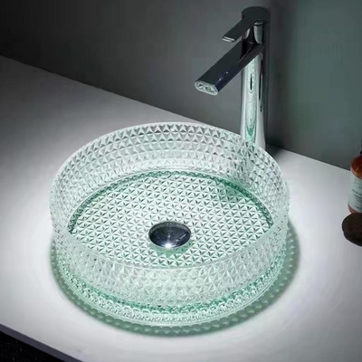 De cilindrische Bassins H112mm, Kunst van het Glasschip Lichtgroene het Bassin van de 14 Duimwas