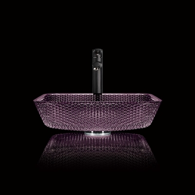Vlotte Countertop Ijdelheidsgootstenen Diamond Purple Crystal 12mm Vierkante Gootstenen van de Glasbadkamers