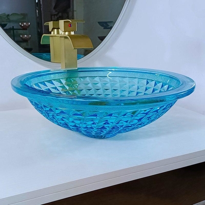 De artistieke Blauwe Schipbadkamers daalt Oceaancrystal round shape vanity sink
