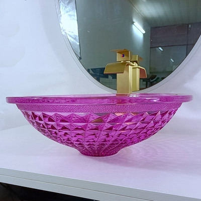 Crystal Glass 12mm Purpere Kom van de Glasgootsteen voor Modern Toilet 140mm Hoogte