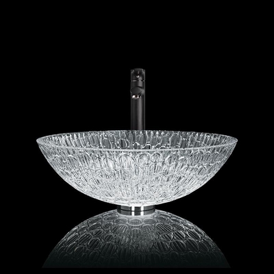 Rond Hotel Crystal Wash Basins 130mm Artistieke de Gootsteenkom van het Glasschip voor Huisbadkamers