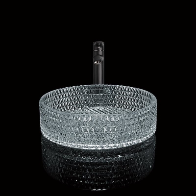 395mm Ronde van de het Bassinhand van de Glaswas Was 45mm Dia No Hole For Hotel-Badkamers