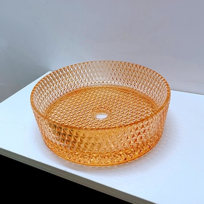 Bassin van de de Kleurentabel Hoogste Was van Diamond Shape Crystal Vessel Sink het Oranje