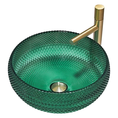 De Europese van het Schipbassins van het Stijl rond Gestalte gegeven Glas Kleur van Crystal Bathroom Wash Sinks Green