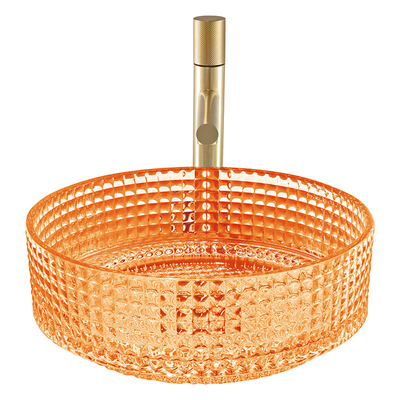 Het Schipcountertop van Crystal Glass Wash Basin Decorated van de Orangerkleur Badkamersgootsteen