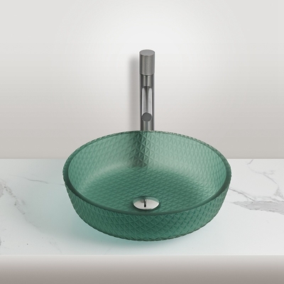 Matt Groen Badkamer Wasbakken Met Kraan Geen Overloop Vanity Countertop Vessel Wasbakken
