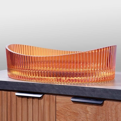 Muurgesteund kristalglas wasbekken rode wijnkleur 500*370*140mm Grootte
