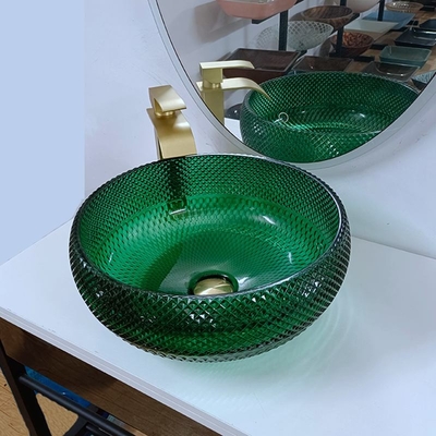 Groene de Bassinsijdelheid Diamond Mordern Round Bathroom van het Glasschip