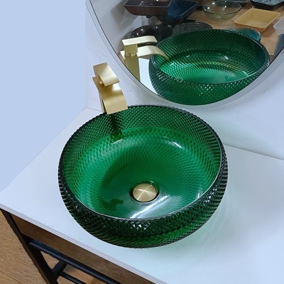 Groene de Bassinsijdelheid Diamond Mordern Round Bathroom van het Glasschip