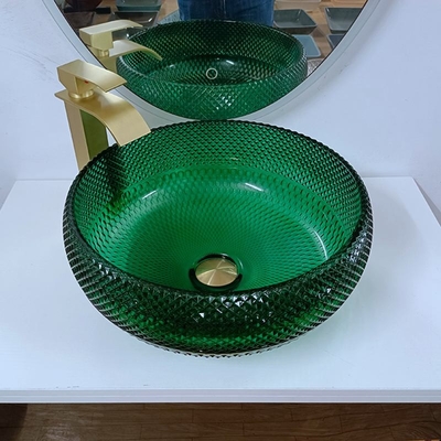 Groene de Bassinsijdelheid Diamond Mordern Round Bathroom van het Glasschip