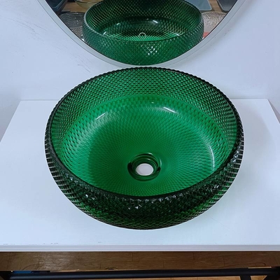 Groene de Bassinsijdelheid Diamond Mordern Round Bathroom van het Glasschip