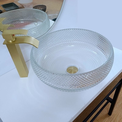 De duidelijke Bassins Crystal Round Artistic van het Glasschip de Gootsteencountertop van het 10 Duimschip