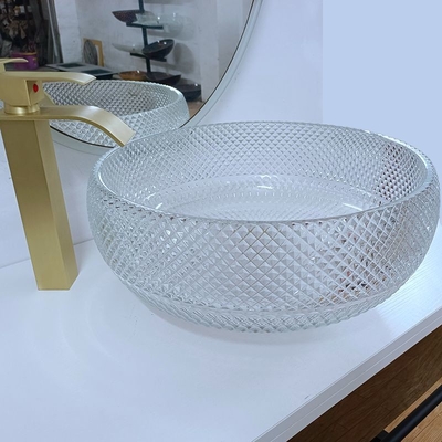 De duidelijke Bassins Crystal Round Artistic van het Glasschip de Gootsteencountertop van het 10 Duimschip