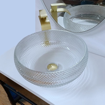 De duidelijke Bassins Crystal Round Artistic van het Glasschip de Gootsteencountertop van het 10 Duimschip
