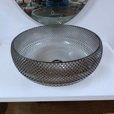 Unieke Countertop van de Bassinsgrey bathroom grey crystal vanity van het Glasschip Ronde