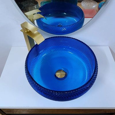 Italiaanse de Gootsteenkom van het Ontwerp Blauwe Glas 16,5 Duim om Glas boven Tegenbassin