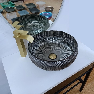 180mm Italiaanse de Gootsteenkom van de Ontwerp Zilveren Badkamers om Blauw Tegen de Wasbassin van de Lijstbovenkant