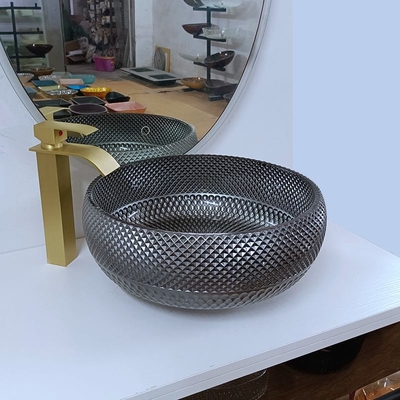 180mm Italiaanse de Gootsteenkom van de Ontwerp Zilveren Badkamers om Blauw Tegen de Wasbassin van de Lijstbovenkant