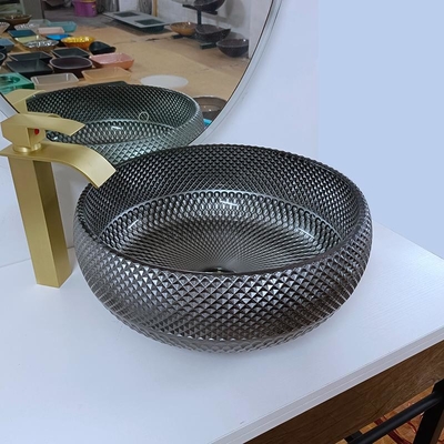 180mm Italiaanse de Gootsteenkom van de Ontwerp Zilveren Badkamers om Blauw Tegen de Wasbassin van de Lijstbovenkant