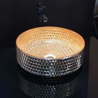 Ijdelheid om Badkamers Bassin Verchroomd Gouden Diamond Shape Crystal Glass