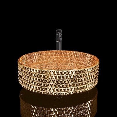 Ijdelheid om Badkamers Bassin Verchroomd Gouden Diamond Shape Crystal Glass