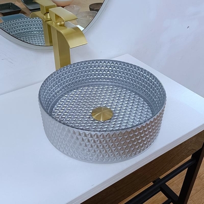 Recentste van de de Bovenkantwas van de Stijllijst de Bassins Zilveren Kleur, Ronde Badkamers 360*360*112mm van de Gootsteenkom