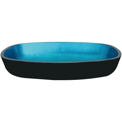 Aangemaakt Glas 12mm van het hemel Blauw Met de hand gemaakt Rechthoekig Schip Gootstenen