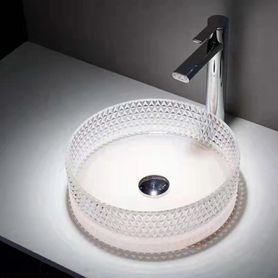 Duidelijk van de Gootstenencrystal diamond table top round wash van het Glasschip Bassin 395 * 395 * 120mm