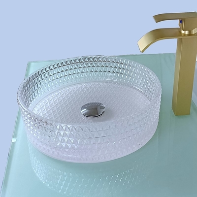 Duidelijk van de Gootstenencrystal diamond table top round wash van het Glasschip Bassin 395 * 395 * 120mm