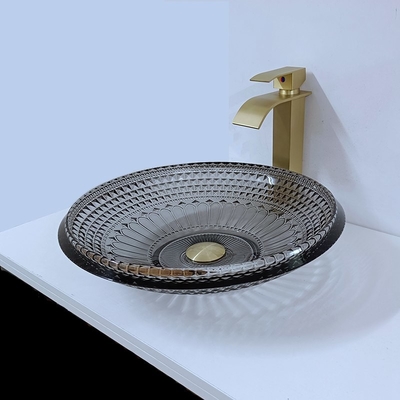 De transparante Ondiepe Badkamers van de de Komgootsteen van het Wasbassin Moderne Ronde 19mm Zwarte