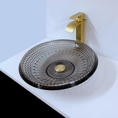De transparante Ondiepe Badkamers van de de Komgootsteen van het Wasbassin Moderne Ronde 19mm Zwarte