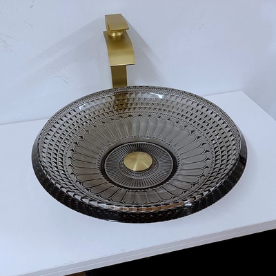 De transparante Ondiepe Badkamers van de de Komgootsteen van het Wasbassin Moderne Ronde 19mm Zwarte