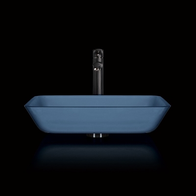 Met de hand gemaakte Gehard glasgootsteen Rechthoekig Matt Vessel Light Blue Vanity