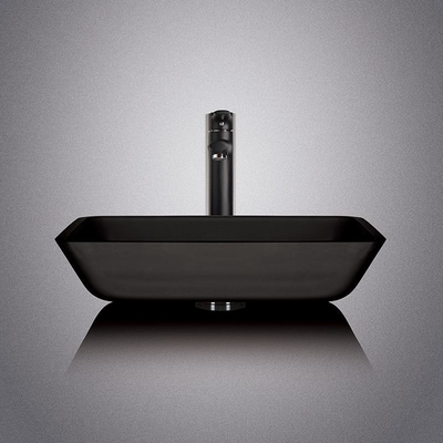 Het zure Grijze 20inch Zwarte Tegen Hoogste Rechthoekige Bassin van Matt Tempered Glass Sink Dark