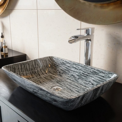 Titaniumzwarte/van Gray Bathroom Wash Basins L460 * W330 * H105mm Rechthoekige Zwarte Schipgootsteen