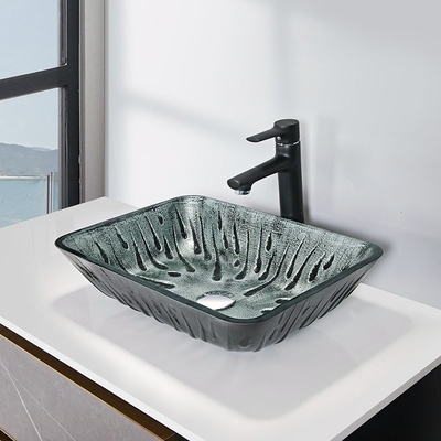 Gray Rectangular Vessel Sink Hot-Gootsteen van de het Glasijdelheid van de Smeltingshand de Tekening Aangemaakte
