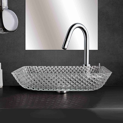 12mm Dik Vierkant van het de Komtoilet van de Glasgootsteen het Hotelsuper clear Aangemaakt Glas