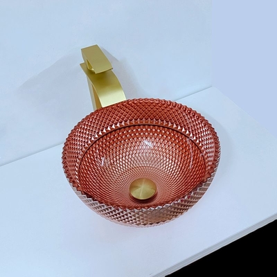 Shinningsglas Rose Gold Vessel Sink Square boven Gegalvaniseerde Teller