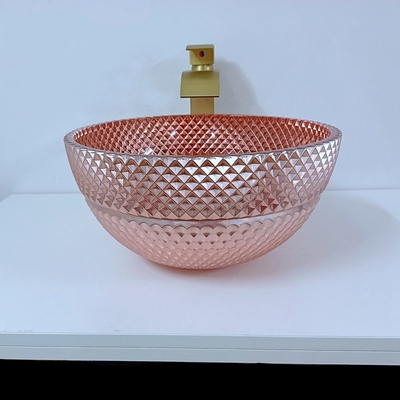 Shinningsglas Rose Gold Vessel Sink Square boven Gegalvaniseerde Teller