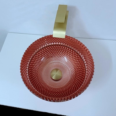 Shinningsglas Rose Gold Vessel Sink Square boven Gegalvaniseerde Teller