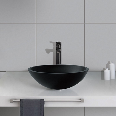 Glas van hotel eindigt het Zure Matt Black Basin Round Bathroom Antiroest