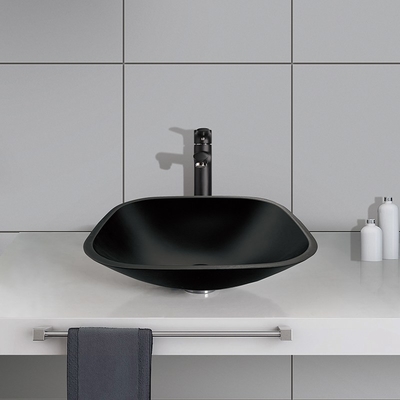 Zure Matt Square Bowl Bathroom Sink-Zwarte Aangemaakte het Glas Antiroestcountertop van de Lijstbovenkant